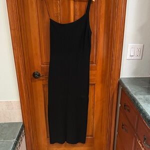 Classic Black One-Shoulder Slip Dress
